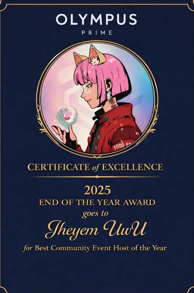 Olympus Prime Certificate of Excellence, 2025 Best Community Event Host of the Year